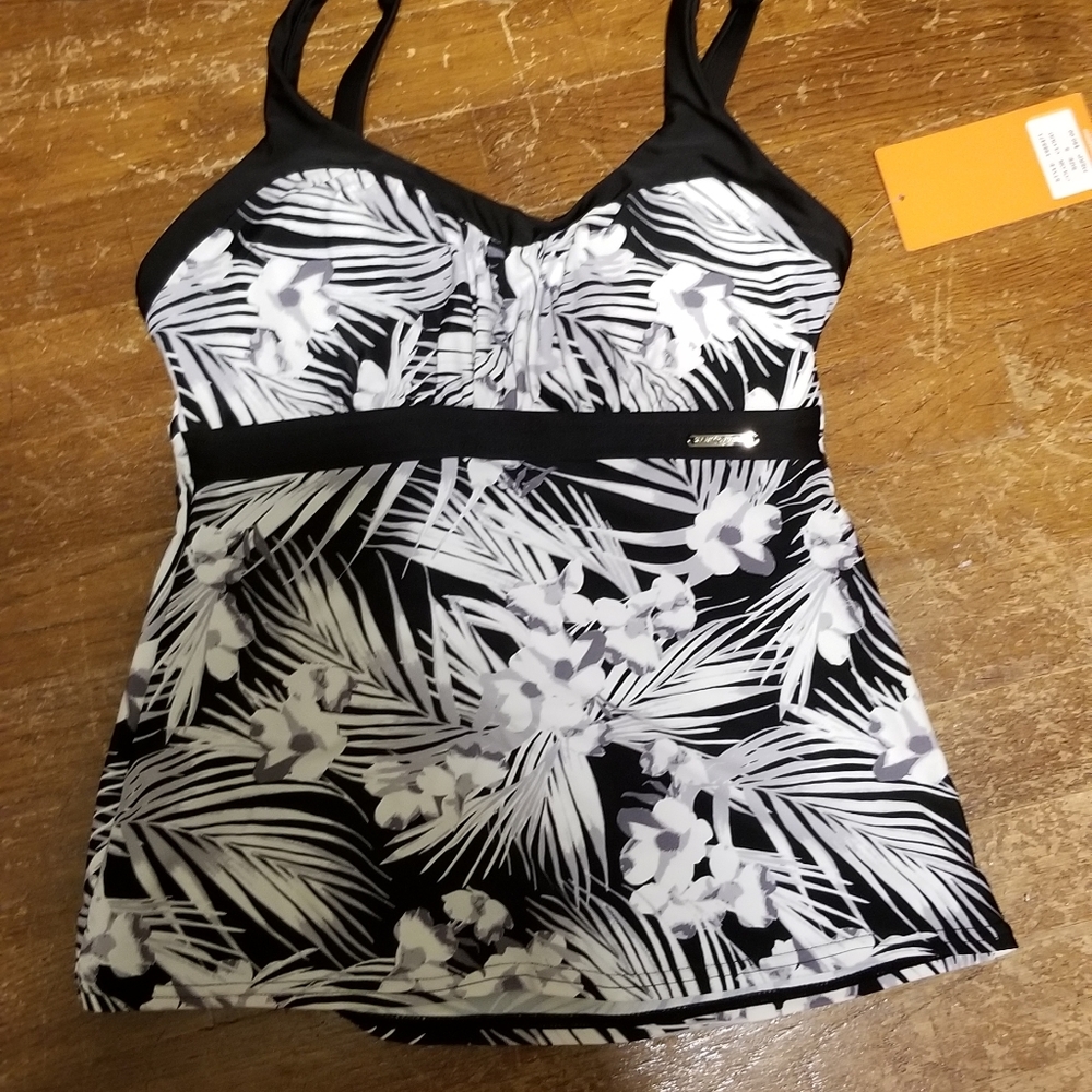 ZeroXposur Floral Leaf Tankini Top Size Small NWT